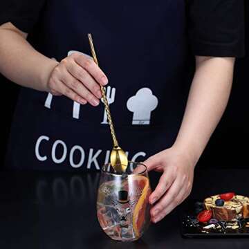 Gold Iced Tea Spoon With Straw Handle - 4pcs Stainless Steel Sporks