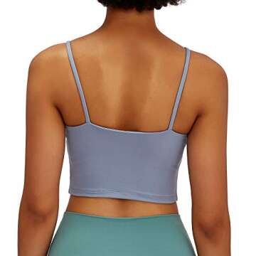 Lemedy Women Padded Sports Bra Fitness Workout Running Shirts Yoga Tank Top (L, Light Blue)