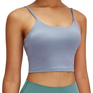 Lemedy Women Padded Sports Bra Fitness Workout Running Shirts Yoga Tank Top (L, Light Blue)