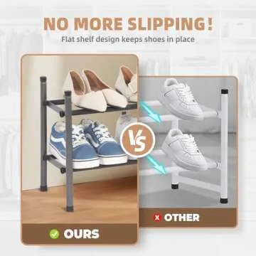 STORAGE MANIAC Expandable Shoe Rack, Stackable Shoe Rack for Closet, Small Shoe Rack Organizer for Entryway, Adjustable Shoe Rack for Garage, Shoe Rack for Front Door, Metal Shoe Rack, Black 2 Tier