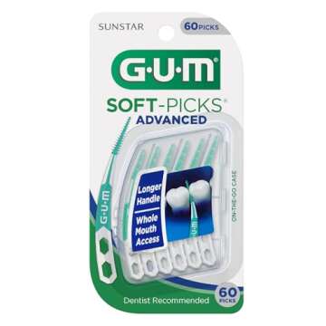 GUM Soft-Picks Advanced, Easy to Use Dental Picks for Teeth Cleaning and Gum Health, Disposable Inte...