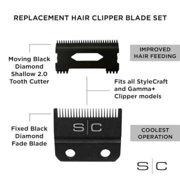 Stylecraft Instinct-X Cordless Hair Clipper Professional Vector Motor with Intuitive Torque Control, 3 Modular Lids