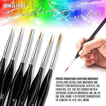 Small Paint Miniature 6pc Brushes Set for Detailing