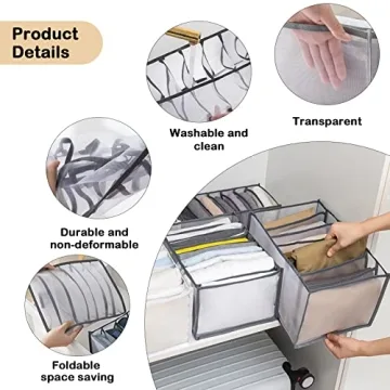 TIGARI Mesh Drawer Organizer for Clothing Storage