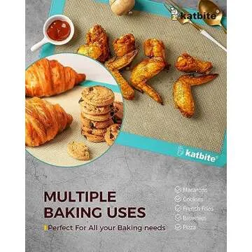 Katbite Silicone Baking Mat Colorful Collection - Set of 3: 2 Half Sheets Mats (11 5/8" x 16 1/2") + 1 Quarter Baking Sheet, Reusable & Nonstick Bakeware Mats for Cookies, Macarons, Bread (Dark Blue)