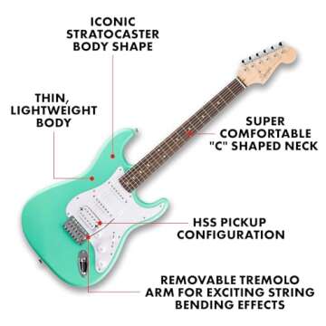 Fender Squier Debut Series Stratocaster HSS Electric Guitar, Beginner Guitar, 2-Year Warranty, Inclu...