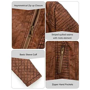 Bellivera Women's Faux Leather Jacket - Retro Chic Style