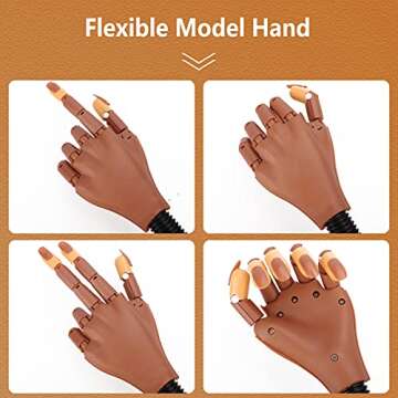 LIONVISON Practice Hand for Acrylic Nails - Flexible Movable Practice Nail Hand with 100 Pcs Refill ...