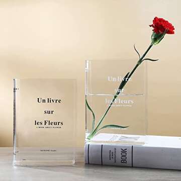 RIKW Clear Book Vase for Artistic Floral Arrangements