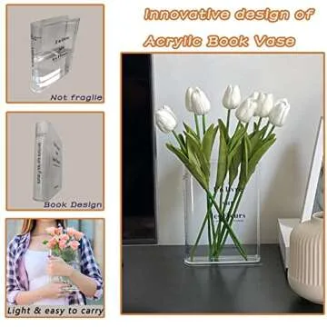 RIKW Clear Book Vase for Artistic Floral Arrangements