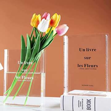 RIKW Clear Book Vase for Artistic Floral Arrangements