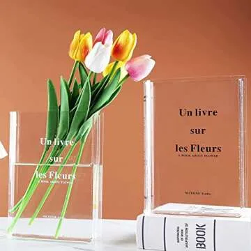 RIKW Clear Book Vase for Artistic Floral Arrangements