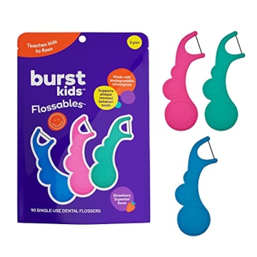 BURST Kids Flossers with Strawberry Flavor & Ergonomic Design