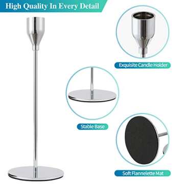 Anndason Set of 6 Silver Candlestick Holders Silver Candle Holder Taper Candle Holders Candle Holder...