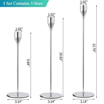 Anndason Set of 6 Silver Candlestick Holders Silver Candle Holder Taper Candle Holders Candle Holders Decorative Candlestick Holder for Home Decor, Wedding, Dinning, Party, Anniversary (Silver)