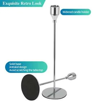 Anndason Set of 6 Silver Candlestick Holders Silver Candle Holder Taper Candle Holders Candle Holders Decorative Candlestick Holder for Home Decor, Wedding, Dinning, Party, Anniversary (Silver)