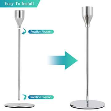 Anndason Set of 6 Silver Candlestick Holders Silver Candle Holder Taper Candle Holders Candle Holders Decorative Candlestick Holder for Home Decor, Wedding, Dinning, Party, Anniversary (Silver)