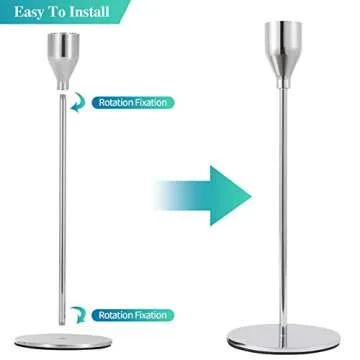 Anndason Set of 6 Silver Candlestick Holders Silver Candle Holder Taper Candle Holders Candle Holders Decorative Candlestick Holder for Home Decor, Wedding, Dinning, Party, Anniversary (Silver)