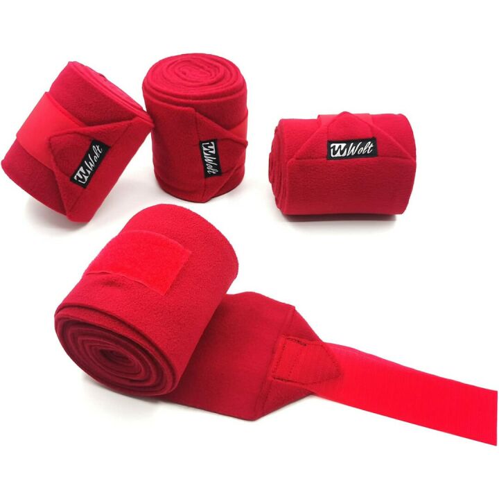 Soft Fleece Horse Polo Leg Wraps - Set of 4 in Red