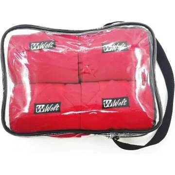 Soft Fleece Horse Polo Leg Wraps - Set of 4 in Red