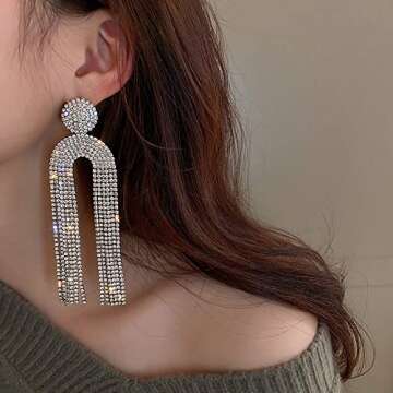 Elegant Wekicici Rhinestone Tassel Earrings for Women