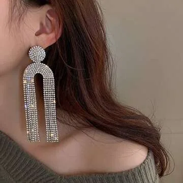 Elegant Wekicici Rhinestone Tassel Earrings for Women