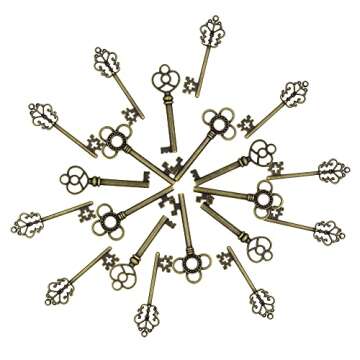 Mixed Set of 30 Large Skeleton Keys - Set of 30 Keys (Bronze Color)