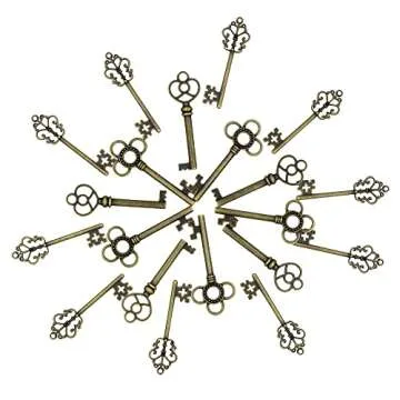 Mixed Set of 30 Large Skeleton Keys - Set of 30 Keys (Bronze Color)