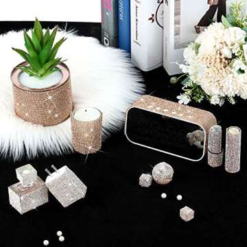 Outus 12000 Pcs Bling Bling Rhinestone Sheet Rhinestones Sticker DIY Car Decoration Sticker Self Adhesive Glitter Crystal Gem Stickers for Car Decoration, 9.4 x 7.9 Inch(AB Color)