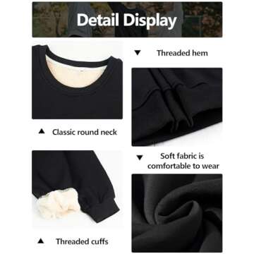 Gihuo Women's Winter Fleece Sherpa Lined Sweatshirt Crewneck Pullover Warm Heavyweight Long Sleeve Sweatshirt (02 Black, Medium)