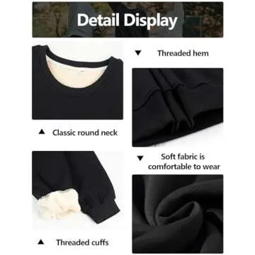 Gihuo Women's Winter Fleece Sherpa Lined Sweatshirt Crewneck Pullover Warm Heavyweight Long Sleeve Sweatshirt (02 Black, Medium)