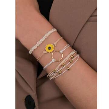 choice of all Cute Bracelets Sunflower Bracelet Boho Surfer Friendship Bracelet Adjustable String Bl...
