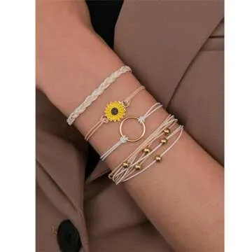 choice of all Cute Bracelets Sunflower Bracelet Boho Surfer Friendship Bracelet Adjustable String Bl...