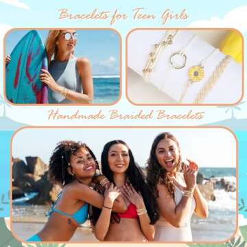 choice of all Cute Bracelets Sunflower Bracelet Boho Surfer Friendship Bracelet Adjustable String Blue Bracelet for Women Trendy Jewelry Gifts