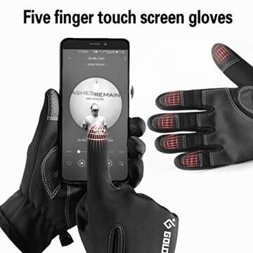 Bellady Winter Thermal Gloves for Men, Hand Back Waterproof Touch Screen Driving Gloves, Cold Weathe...