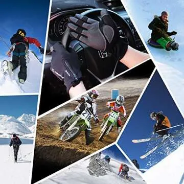 Bellady Winter Thermal Gloves for Men, Hand Back Waterproof Touch Screen Driving Gloves, Cold Weather Outdoor Running Fishing Mittens, Black Large