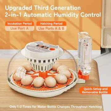 12-Egg Incubator with Automatic Turning and Humidity Control