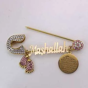 ZKDC AYATUL KURSI Mashallah Turkish evil eye Stainless Steel brooch islam muslim Baby Pin