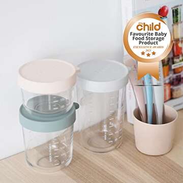 BEABA Glass Baby Food Containers with Lid - Eco-Friendly Baby Food Storage, Airtight & Versatile