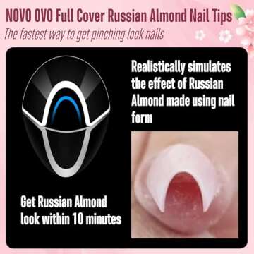 NOVO OVO Russian Almond Nail Tips - 360pcs Kit for Stunning Designs