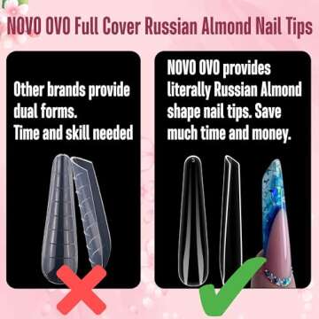 NOVO OVO Russian Almond Nail Tips - 360pcs Kit for Stunning Designs
