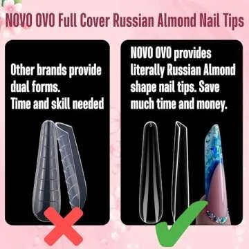 NOVO OVO Russian Almond Nail Tips - 360pcs Kit for Stunning Designs