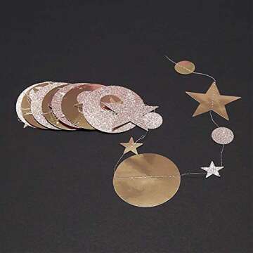 Decor365 Twinkle Star Garland Champagne Gold Party Decorations Stars Banner Ceiling Hanging Decor St...