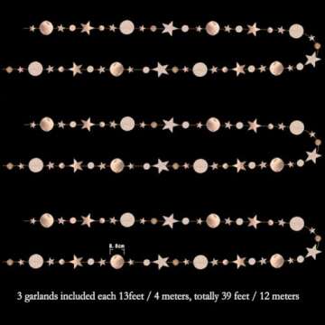 Decor365 Twinkle Star Garland Champagne Gold Party Decorations Stars Banner Ceiling Hanging Decor Streamer Backdrop for Birthday Baby Shower Christmas New Year Eve Starry Night Theme Party Supplies