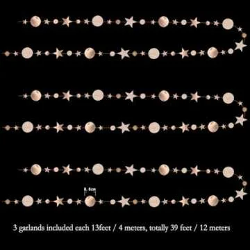 Decor365 Twinkle Star Garland Champagne Gold Party Decorations Stars Banner Ceiling Hanging Decor Streamer Backdrop for Birthday Baby Shower Christmas New Year Eve Starry Night Theme Party Supplies