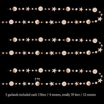 Decor365 Twinkle Star Garland Champagne Gold Party Decorations Stars Banner Ceiling Hanging Decor Streamer Backdrop for Birthday Baby Shower Christmas New Year Eve Starry Night Theme Party Supplies