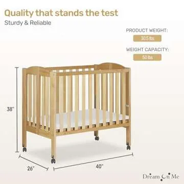 Dream On Me Portable Folding Crib - Compact & Safe