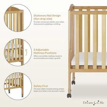 Dream On Me Portable Folding Crib - Compact & Safe