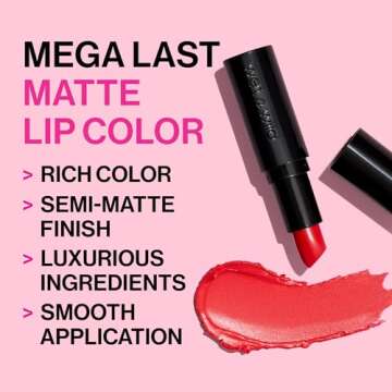 wet n wild Mega Last Matte Lip Color, Semi Matte Hyaluronic Acid Infused, Long Lasting Full Coverage...