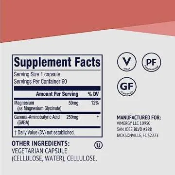 Vimergy GABA with Magnesium – Supports Nervous System Function – Promotes Relaxation – Kosher, Vegan & Gluten-Free – 60 Capsules